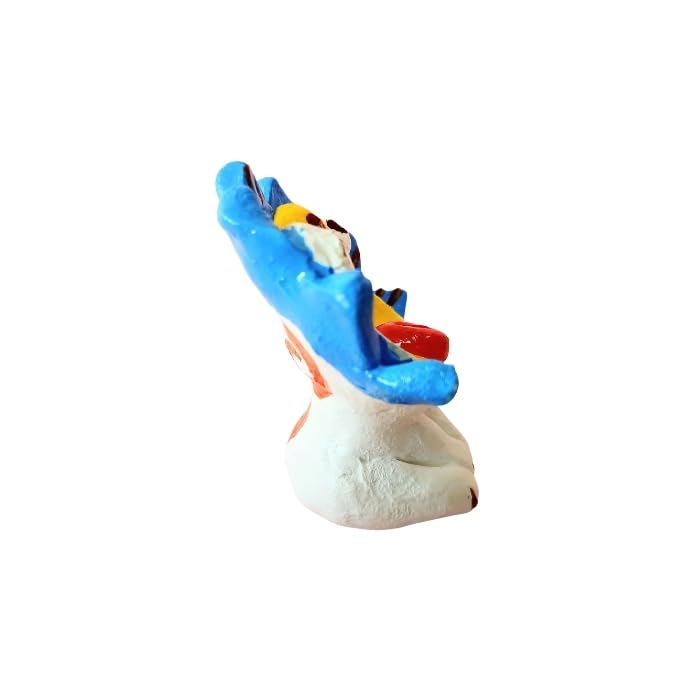 Okinawa Souvenir Lucky Charm Smiling Shisa Figurine Pair Mini Indoor Use Handmade - - - - - - (Blue & Pink)