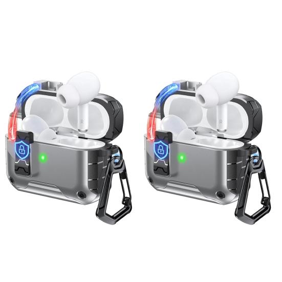 2Pcs Earbud Protective Case for AirPods Pro 3 Charging Case Shockproof Wireless Earphone Cover Protector Shell Skin with Safety Lock Phone Holder