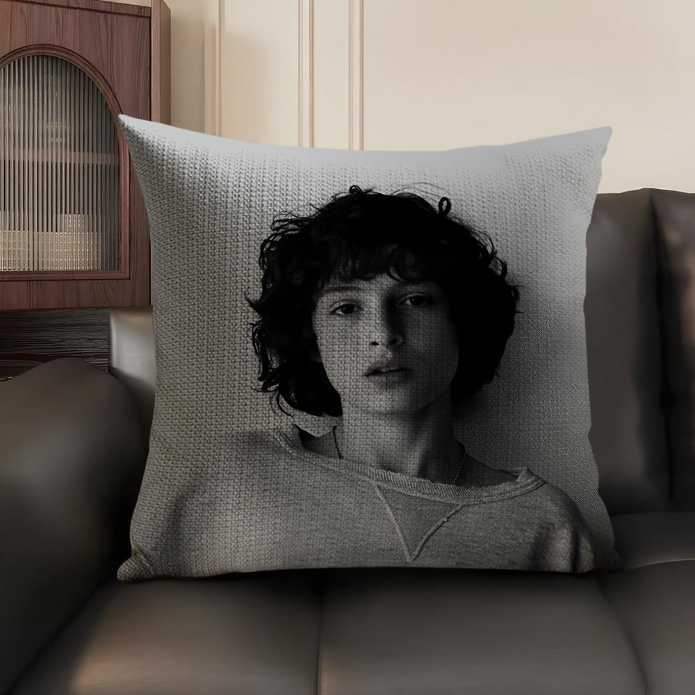Actor FFinn WWolfhard Cushion Cover Natural Linen Organic Fabric DoubleSided Printing Sofa Home Decor Gift Pillow Case