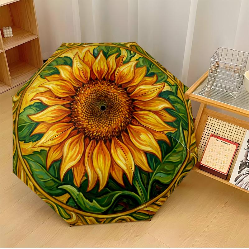 

Circle of Sunflowers Printed umbrella windproof folding umbrella portable sun and rain umbrella suitable for gifting