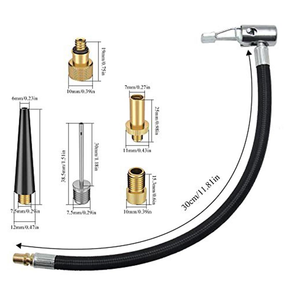 Bike Pump Extension Tube Bike Pump Valve Adapter Portable Storage Reinforced Nylon Wrapped Rubber Hose Flexible Extension Tube
