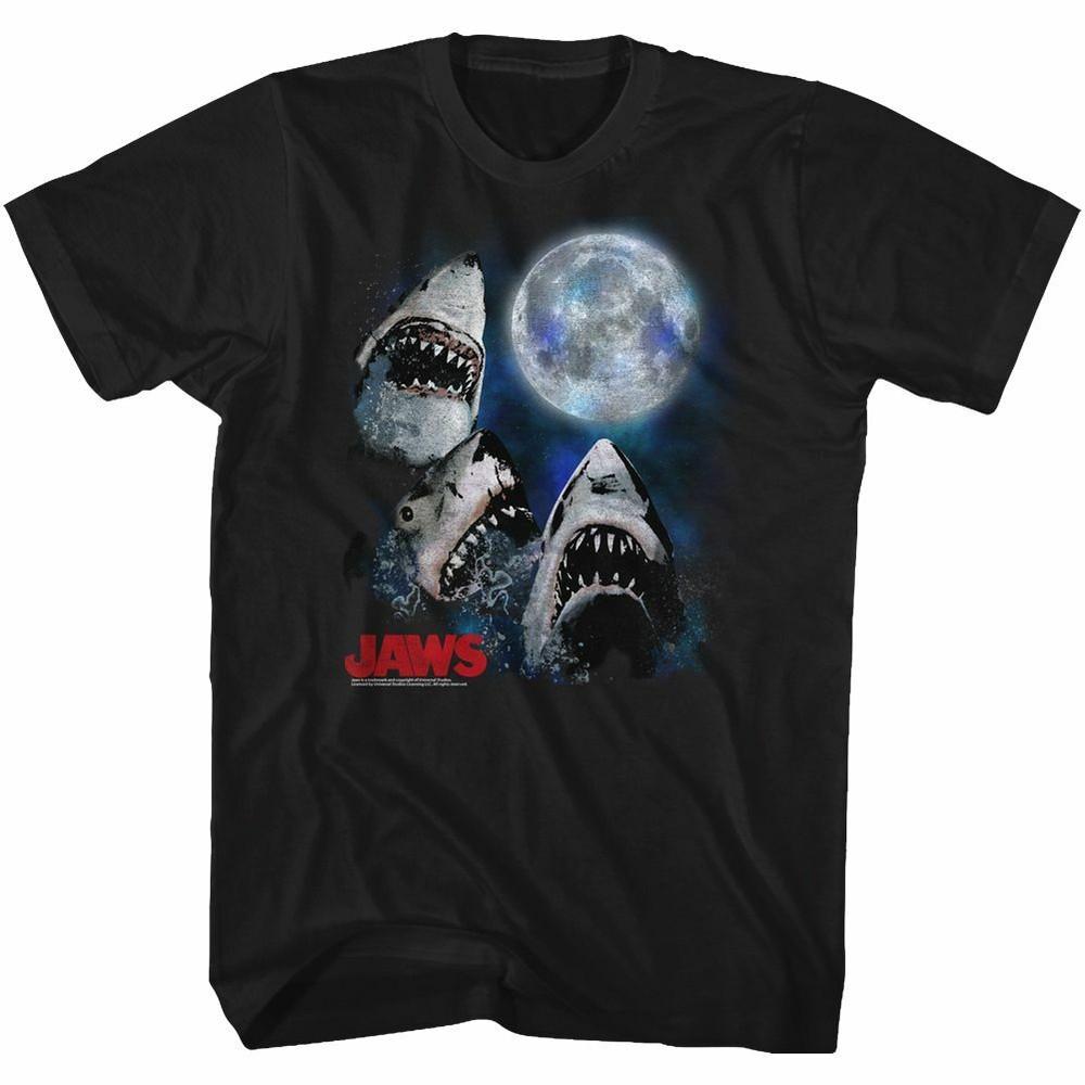 

Jaws Three Shark Moon Black Adult T-Shirt 3XL
