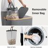 Foldable Dirty Laundry Basket with Lid and Inner Bag for Bedroom or Bathroom - Large Capacity.