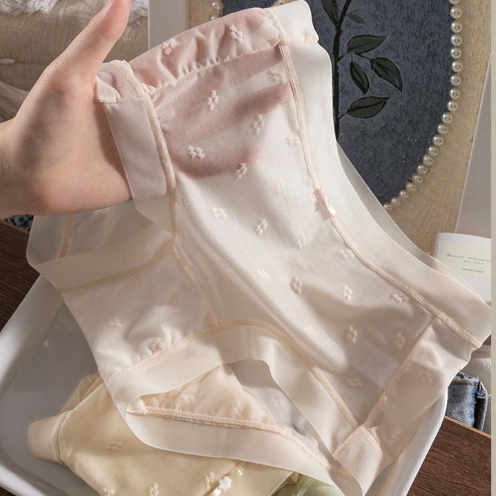 Summer Ice Silk Panties Women's Underwear Antibacterial Crotch Lace Traceless Breathable Quick Drying Sexy Panty