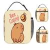 Bee Cappy! Bee And Capybara Pun Be Happy! Lunch Bag For Child Lunch Box Funny Picnic Cooler Bag Convenient Thermal Tote Handbags