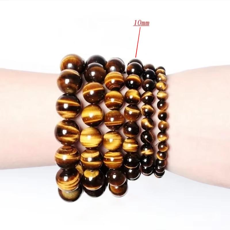Bracciale Occhio di Tigre alla Moda Uomo e Donna Fascino Gioielli in Pietra Naturale Buddha Curativo Corda Elastica Bracciale con Perline di Cristallo per Coppia
