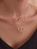 Dreamy Chic Double Ring Zirconia Rhinestone Bracelet & Necklace Set - 18K Gold Plated Stainless Steel, Non-Fading Jewelry.