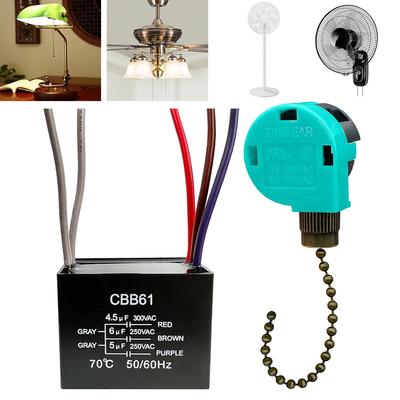 Przełącznik sznurkowy Sterowanie Kondensator wentylatora sufitowego CBB61 4,5uF + 6uF + 5uF Przełącznik sterowania wentylatorami sufitowymi do lamp ściennych Oświetlenia szafki
