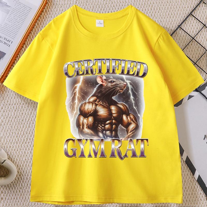 

Certified Gym Rat Graphic Tee Funny Vintage 90s Style TShirt Women Casual High Quality Cotton Printed T Shirt Ropa Gym Hombre 4XL