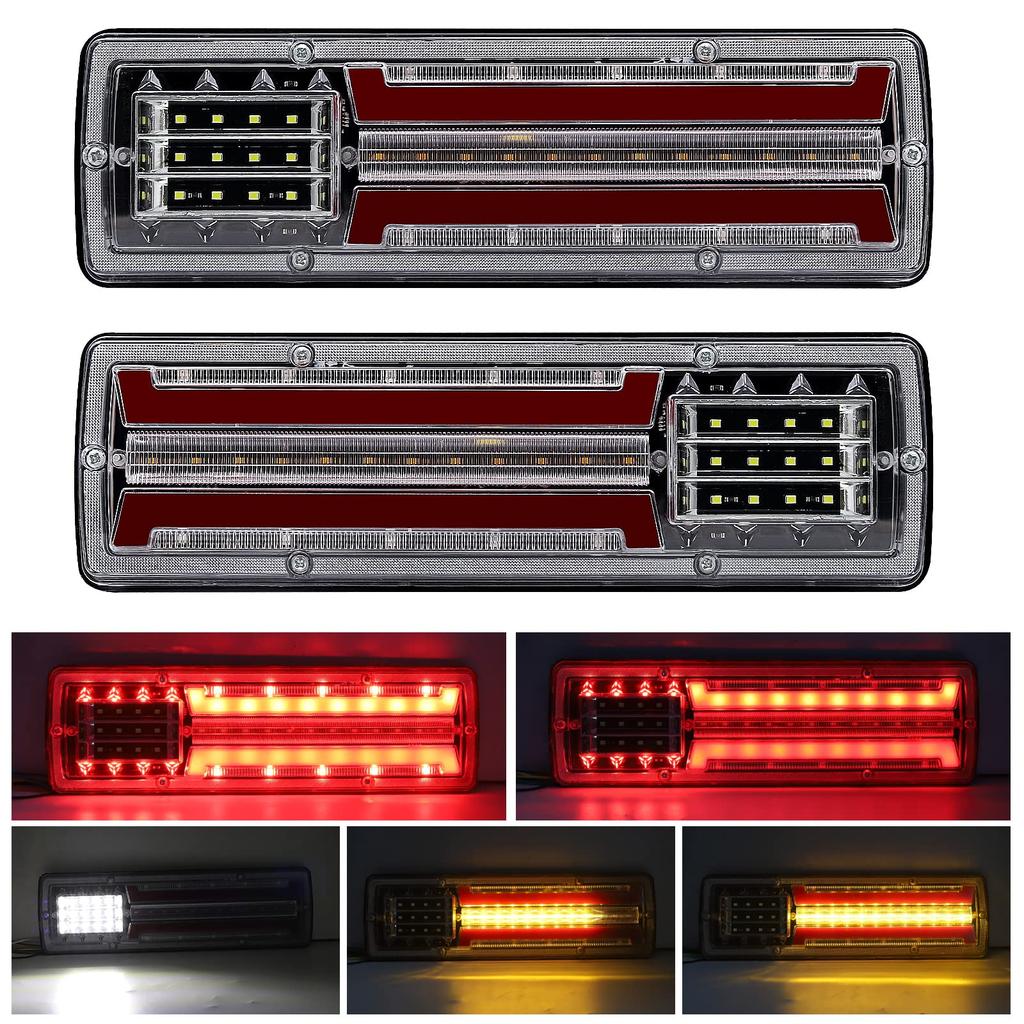 Biqing Trailer Brake 24V Rear Tail Truck Reverse Stopper Flowing Turn Signal Indicators for Car Tractor Trailer Camper Lights, Lights, 2-Piece