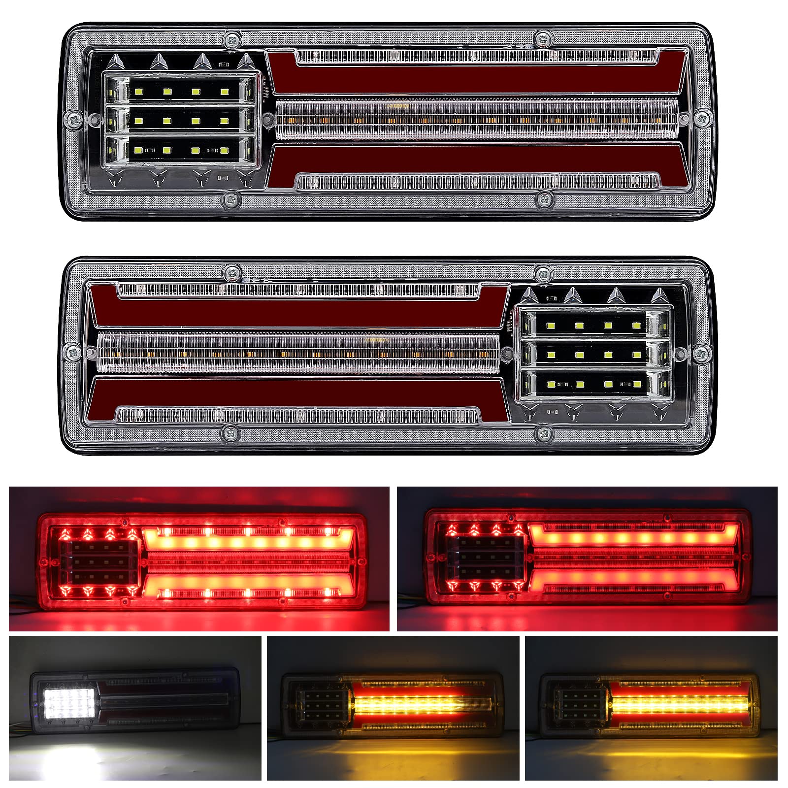 

Biqing Trailer Brake 24V Rear Tail Truck Reverse Stopper Flowing Turn Signal Indicators for Car Tractor Trailer Camper Lights, Lights, 2-Piece