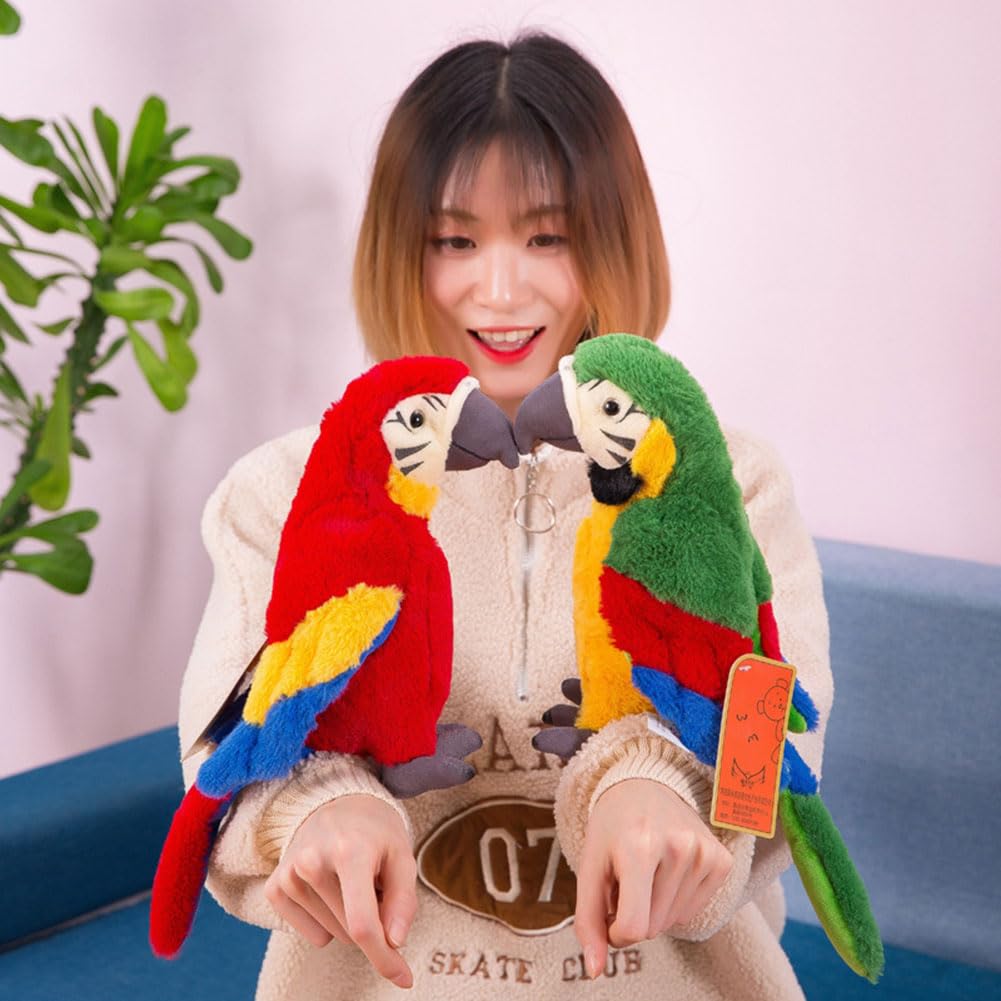 [Qingyun LEE] Realistic Plush Parrot Bird Stuffed Toy, Gift, Body Pillow, Parrot, Plush, Fluffy, Cute, Green