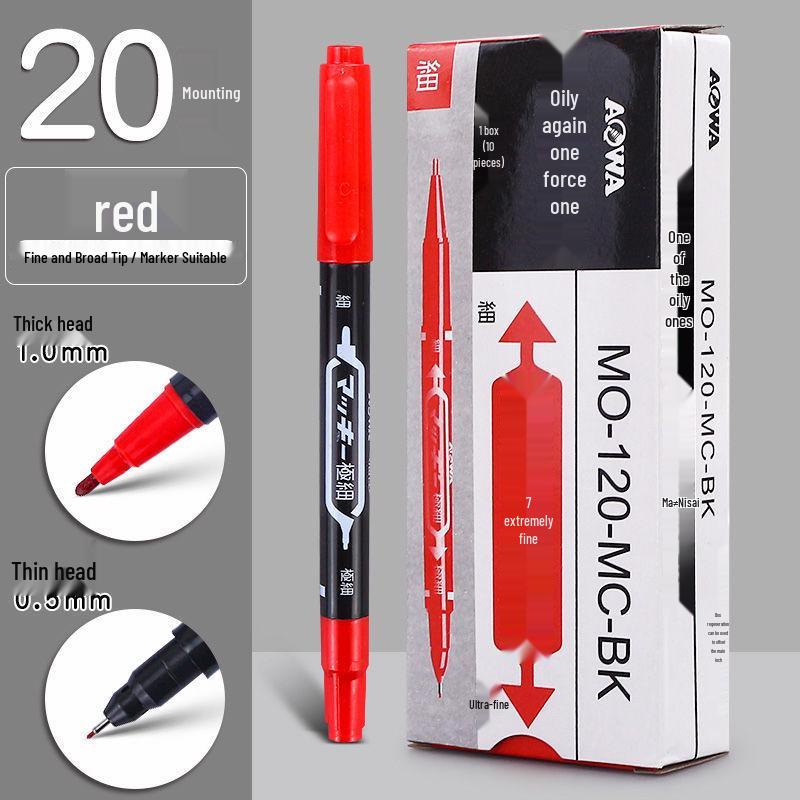 Pack of 10 [Newcomer 0.01] Dual-Tip Black Marker Pens: Fine & Broad, Oil-Based, Waterproof.
