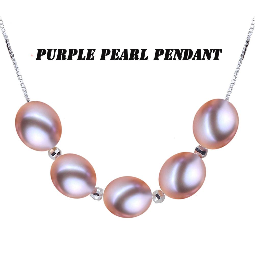 Genuine 925 Silver Pearl Pendant Woman,Colorful Natural Pearl Pendant on Neck For Girl Wife Birthday White Pink
