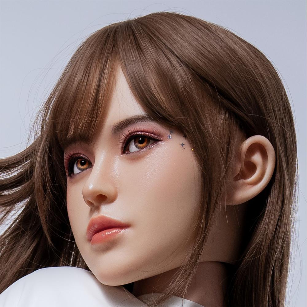 Head with Realistic Oral Function 100% Silicone Compatible with 130-180cm Sex Dolls M16 Thread Interface Wig & Implant Hair Options 3kg