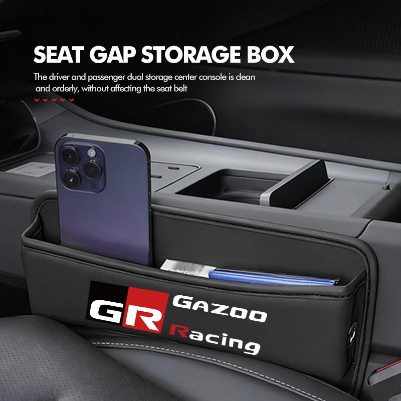 For Toyota Car Seat Organizer Leather Crevice Storage Box Auto Accessories GR MN Corolla Yaris Aygo Prius RAV4 Crown CHR Camry