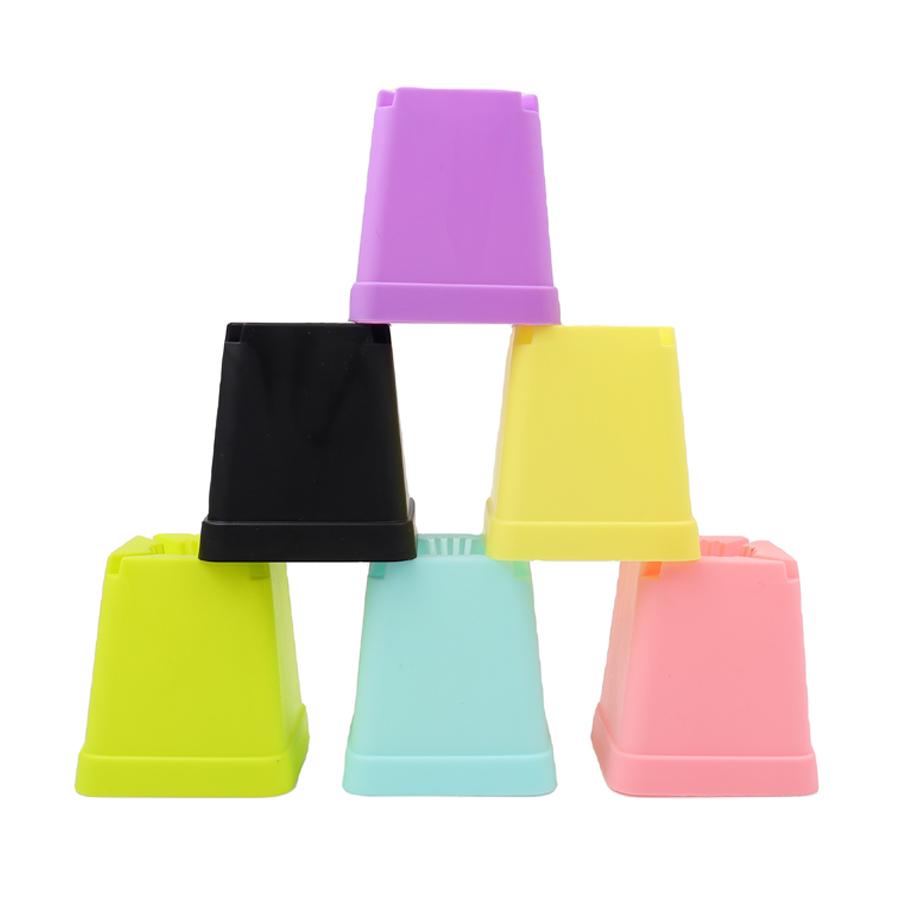 12/24pcs Colorful Square Flower Pot with Tray Flower Beds Garden Nurseries Plastic Flowerpot for Office Indoor Outdoor Decor XJM