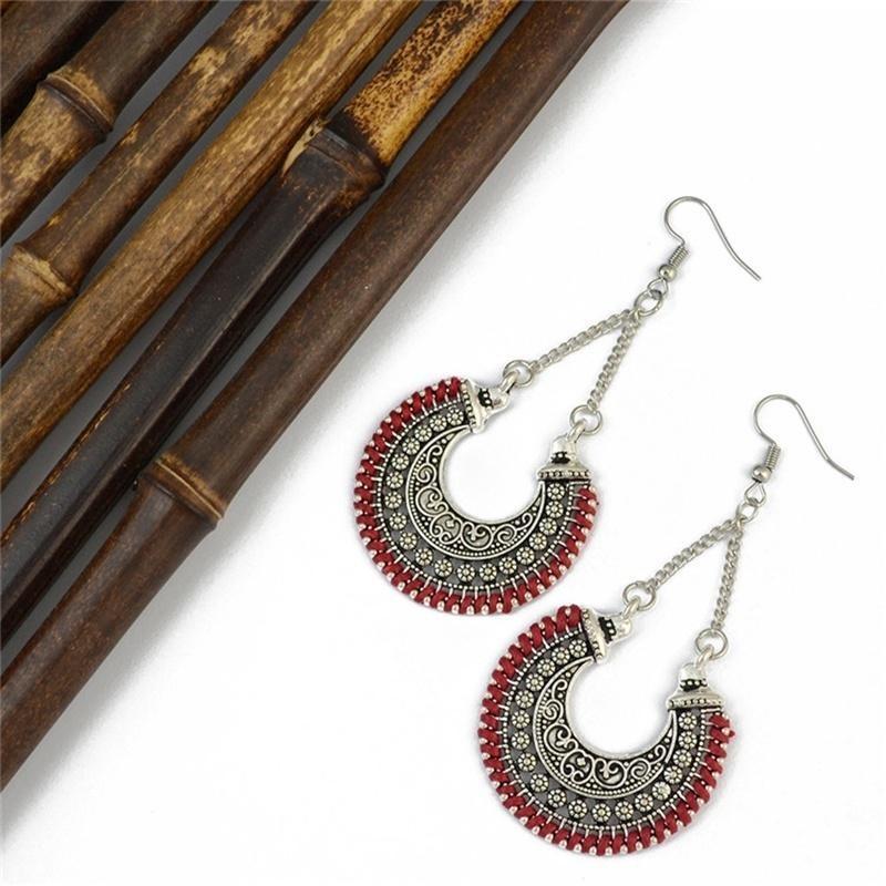 Tibetan Jewelry Vintage Drop Earrings Handmade U Shape Dangle Earrings for Women Brincos Fashion Ethnic Earrings