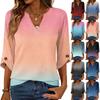 Womens 3/4 Length Sleeve Tunic Tops Casual V Neck Shirts Business Work Blouses