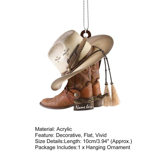 Robustes Hängeornament Zieracryl Auto Rückspiegel Cowboy Flaches Auto Anhänger für Zuhause