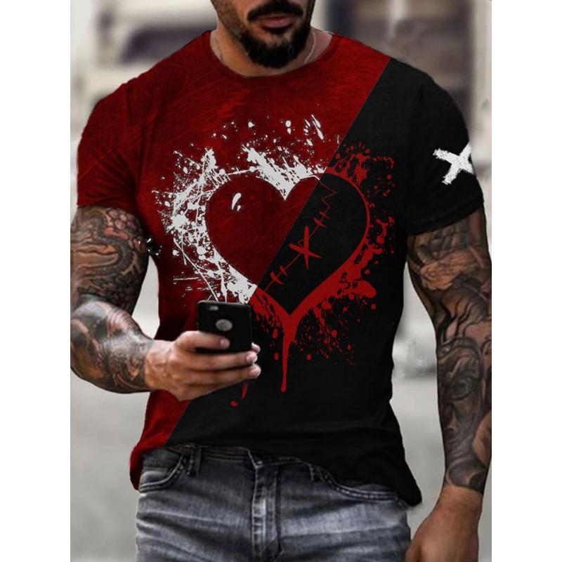 

Summer Street Men s 3D T-shirt with Bee Cross Theme Printed Fashion Short Sleeve Top 6XL
