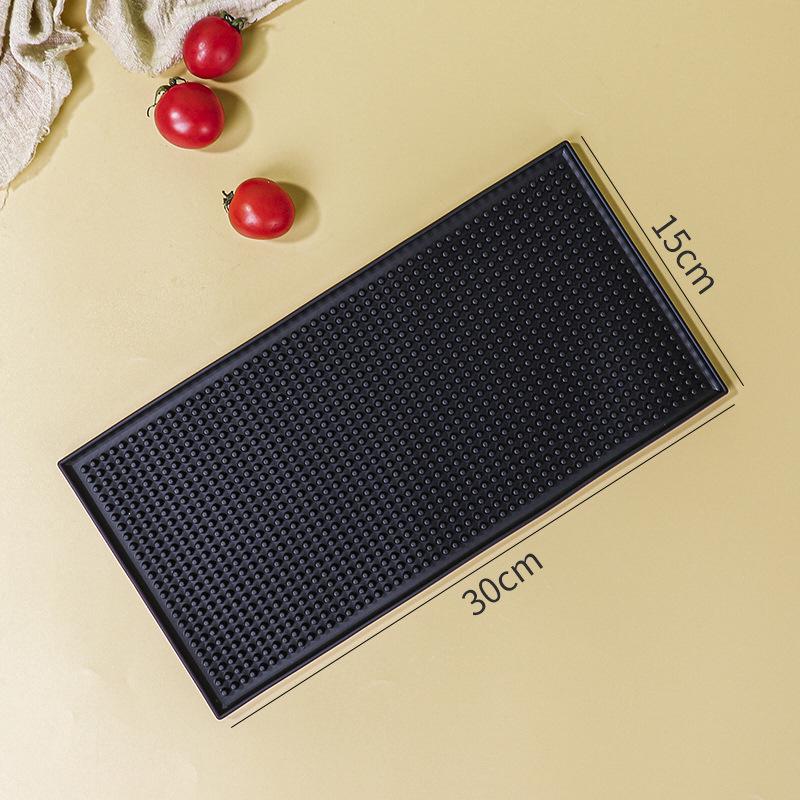 

Черный нескользящий ПВХ барный коврик: Водонепроницаемый, термостойкий, квадратный коврик для стекания воды для кухонных столешниц и сушки посуды