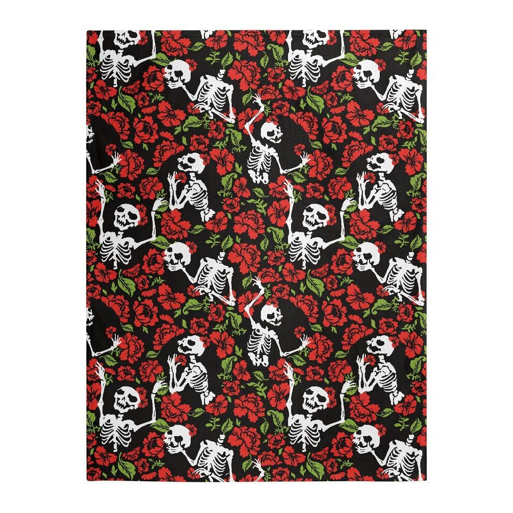 Halloween Rose Skull Head digitalprinted polyester Bedroom velvet flannel soft sofa cover blanket Fleece soft sofa cover