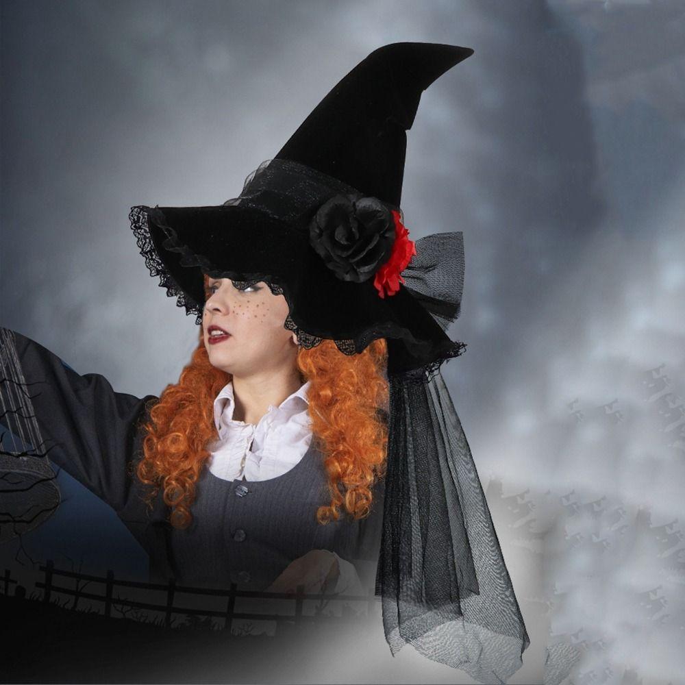 Gothic Queen Wizard Cap Velvet Cloth Halloween Witch Hats Cool   Parties