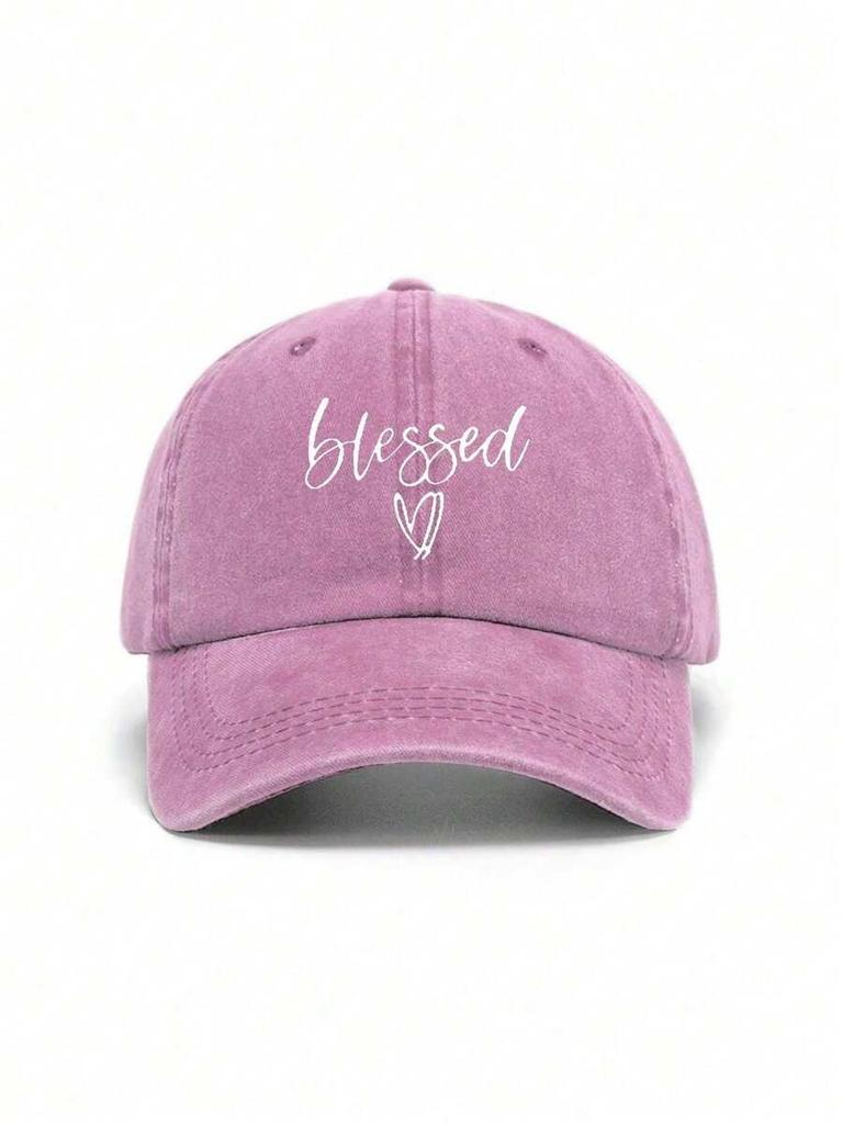 Washed Vintage Unisex Baseball Cap With Blessed Print Casual Hat For Adults