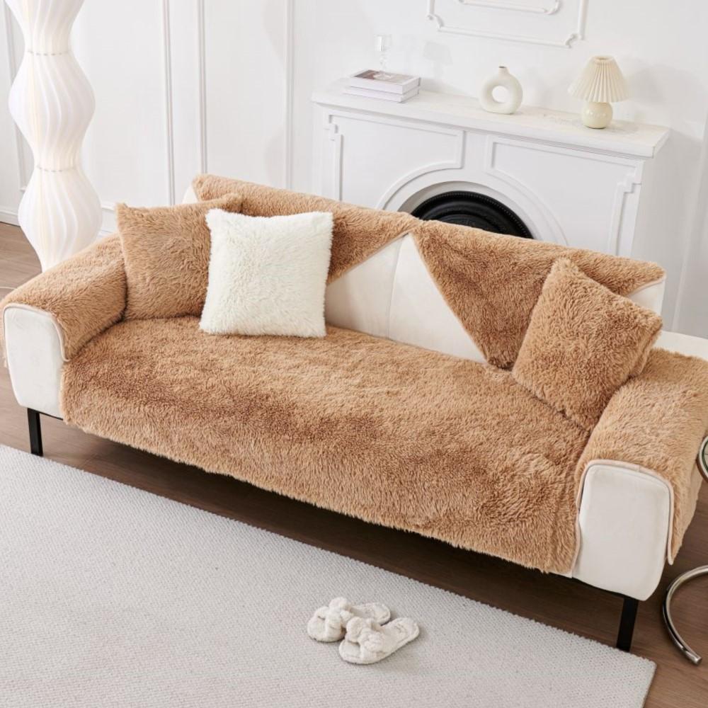 Solid Color Sofa Covers for Living Room Anti-Slip Dustproof Sofa Covers Universal Washable Sofas Plush Sofa Cushion Mat