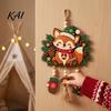 Holiday Party Supplies Christmas Fox Hanging Ornament, Wooden Cute Pendant with Glove Bell Tree Festive Decoration Charms, for Door Mantel Tree,