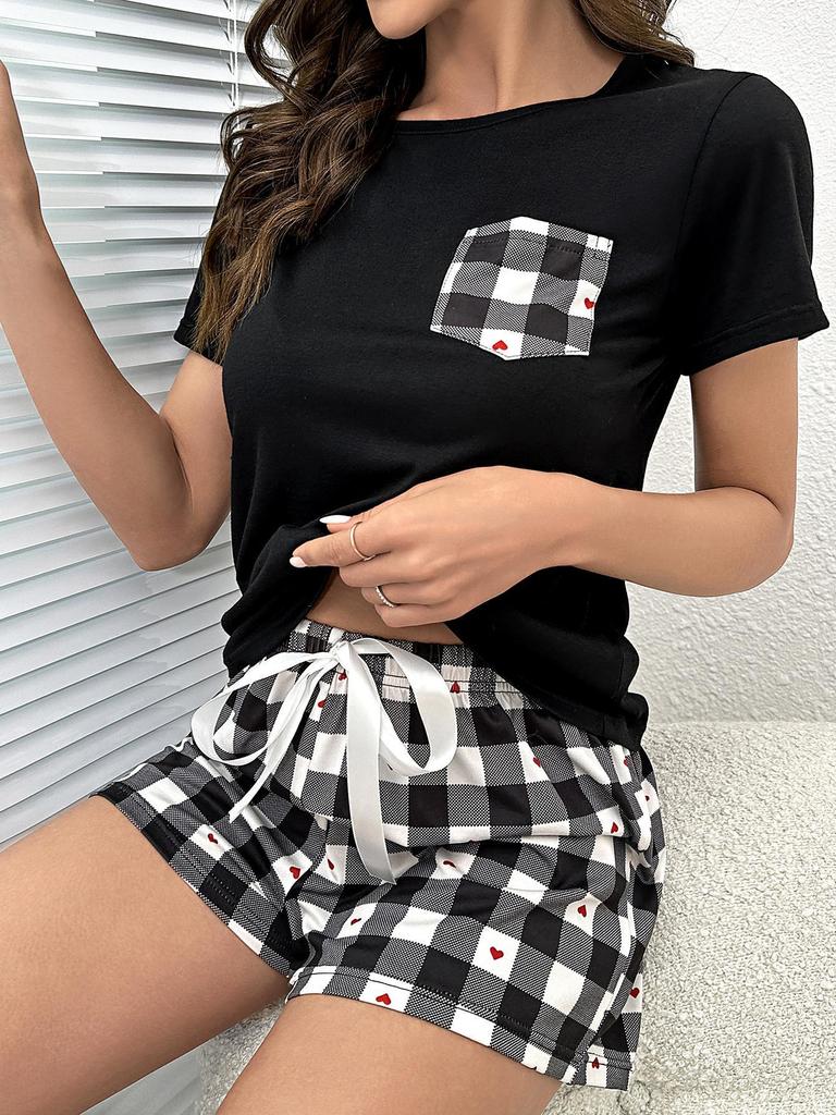 Women's Heart Print Summer Casual Two-Piece Set