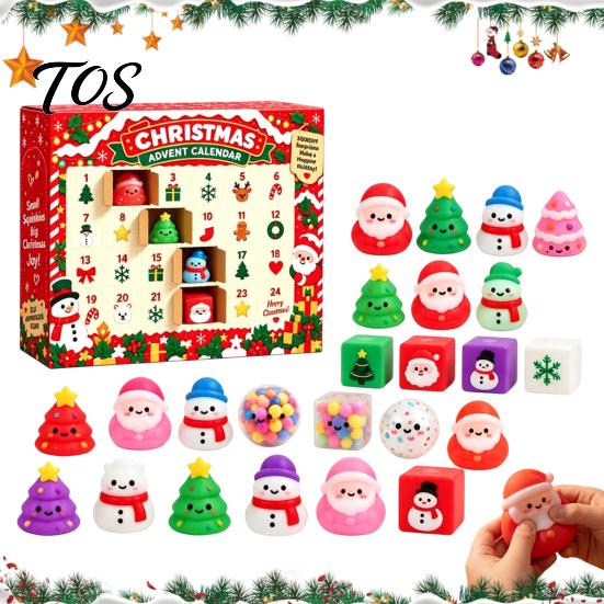 Holiday Surprise Countdown Christmas Squeeze Advent Calendar 2026, 24 Days Mini Slow Rising Fidget Desktop Decoration Toys Calendar, Sensory