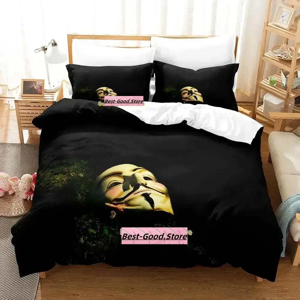 New Personality Technology Anonymous Bedding Set Single Twin Full Queen King Size Bed Set Adult Kid Bedroom Duvetcover Sets