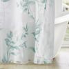 Cecily Botanical Curtain - Teal Leaves on White, 72x72", 12 Hooks, Quick-Dry, Machine Washable