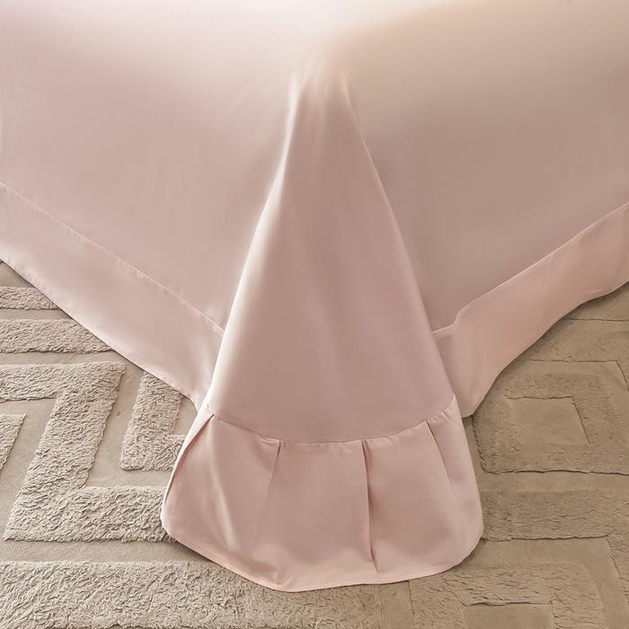 Light Luxury 100% Cotton Embroidered 4-Piece Bedding Set with Rounded Corner Sheets