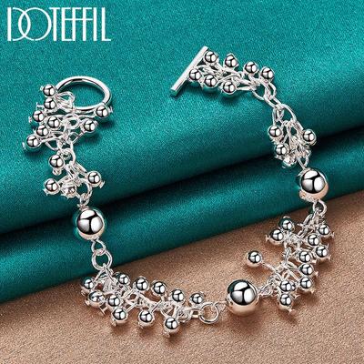 Romantic Grape Beads Bracelet 925 Sterling Silver Gift Charm Jewelry