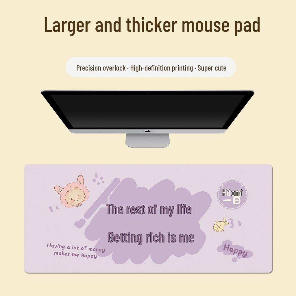Extra Large Doodle Text Mouse Pad with Lock Edge - Thick, Durable Keyboard Desk Mat