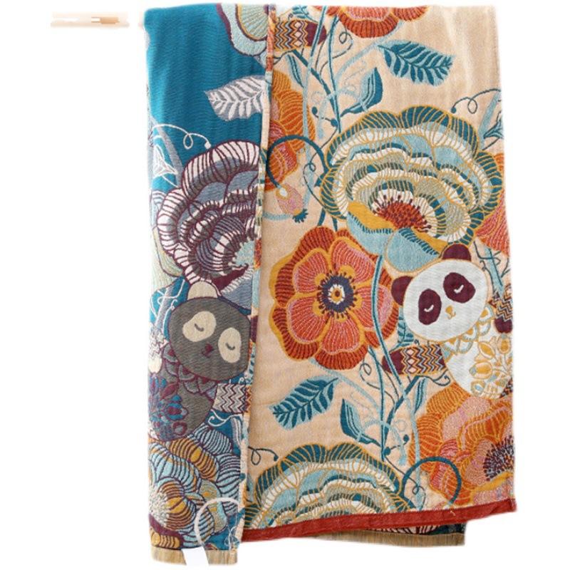 Cartoon Panda Bath Towel 80x160cm-5 Layer Cotton Gauze Towel for Bathroom, Softness and Water Absorption with Quick Drying Towel for Wrapping Body,1pc