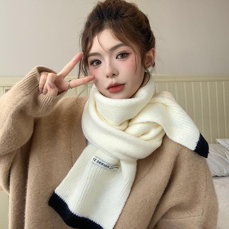 Japanischer und koreanischer Strickwollschal für Damen - Warmer Winter-Nackenwärmer, Perfektes Neujahrs-Rot-Weihnachtsgeschenk
