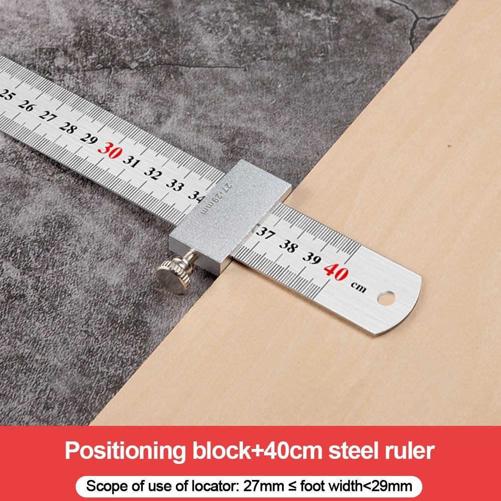 Accurate Positioning Marking Gauge Metal Straight Ruler Steel Ruler Slide Stop Carpentry Work
