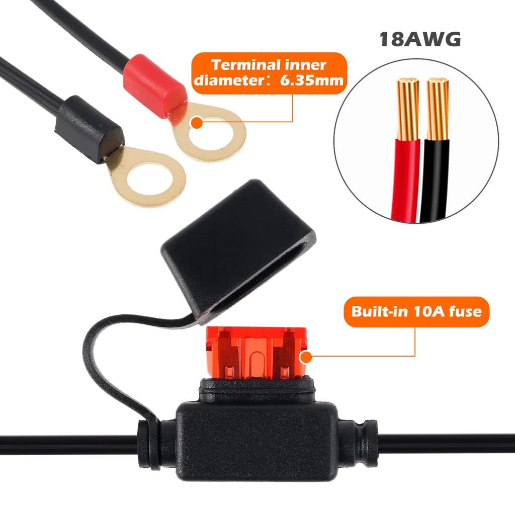 Kindnessjp SAE TO RING Terminal Harness Accessory Cable Motorcycle Charger Cord SAE to