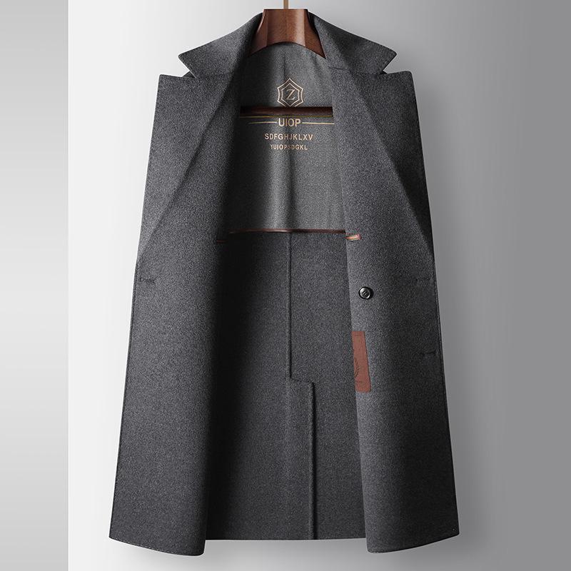 Мужское шерстяное пальто осенне-зимнее двубортное шерстяное пальто средней и длинной — фото 3