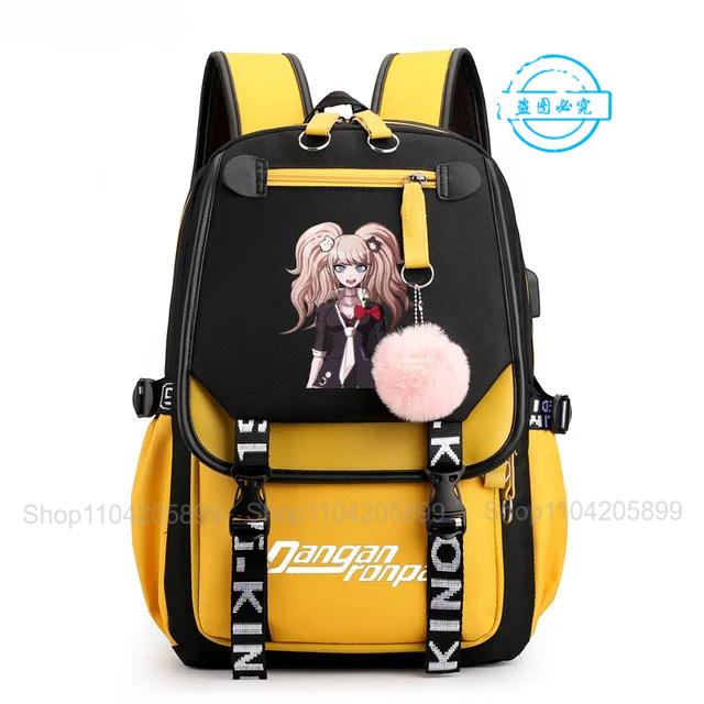 Zaino Danganronpa Anime Mochila Cartella Scolastica Studente Porta USB Borse da Viaggio Laptop Messenger Bag Grande Casual Regalo