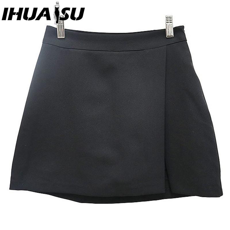 IHUASU Women's Fashion Casual Solid Color Print Summer Spring Skirt