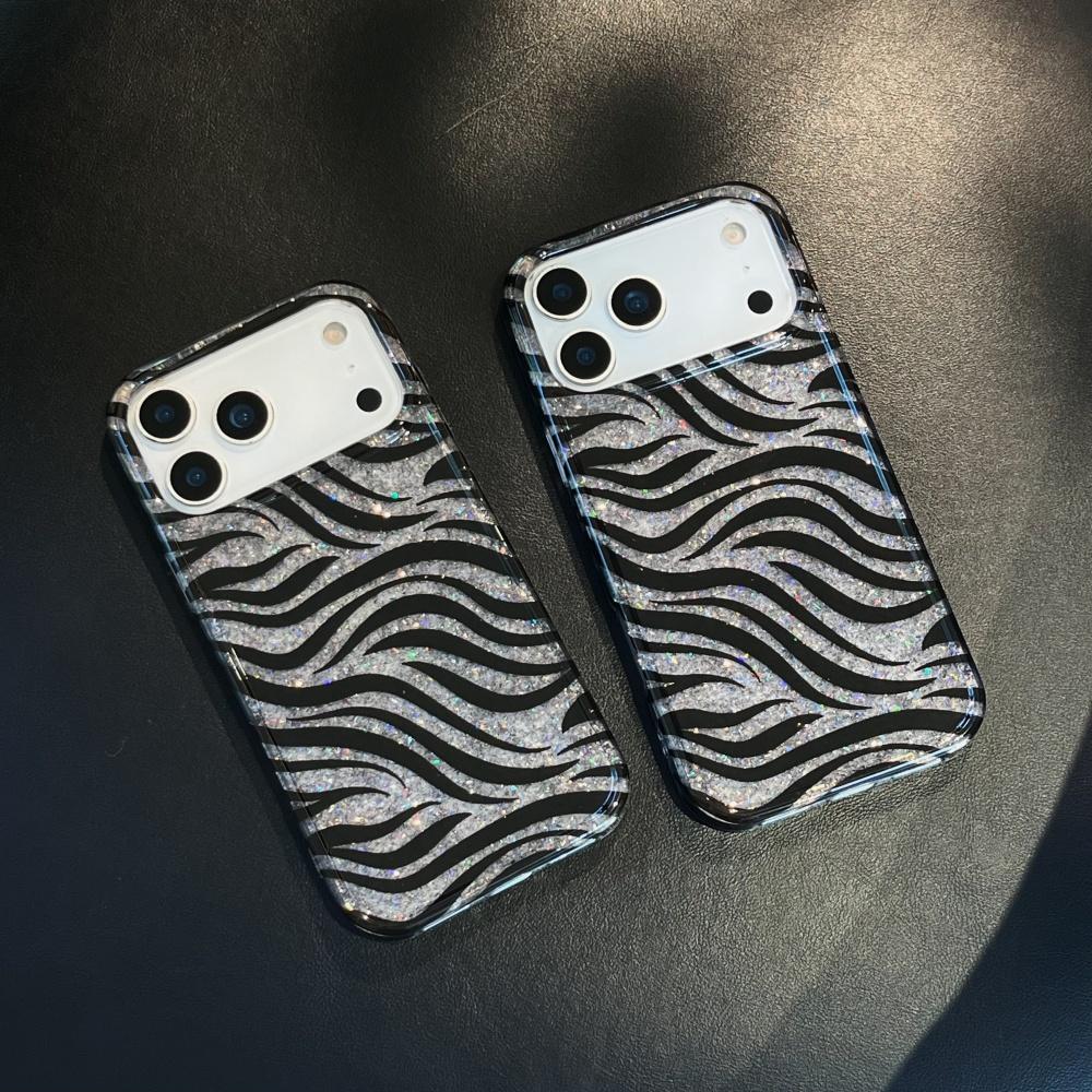 Simple Zebra Pattern Pple 17promax Mobile Phone Case Is Suitable for Phone16pro Protective Case, Anti-drop 15plus Magnetic Mirror 14pro