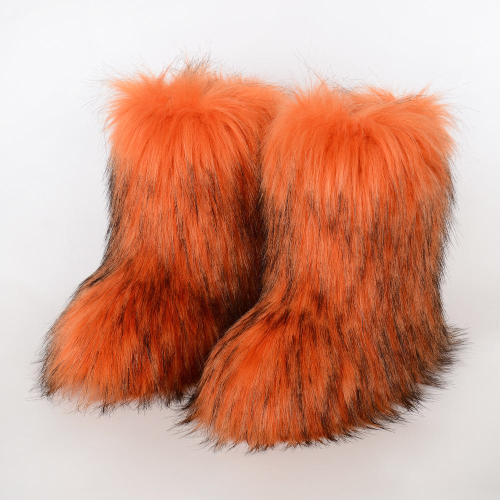 Women's Cross-Border Plush Winter Boots: Warm Short and Mid-Calf Styles with Imitation Fur for Snow.