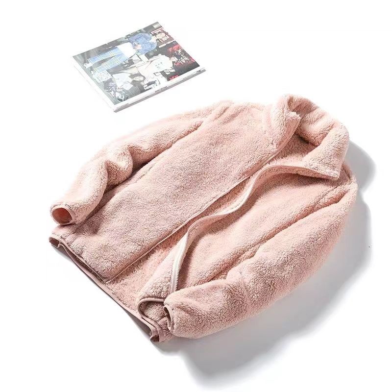 Autumn Winter Women's Thick Warm Coral Fleece Jacket Zipper Polar Fleece Outerwear Soft Casual Style Coat