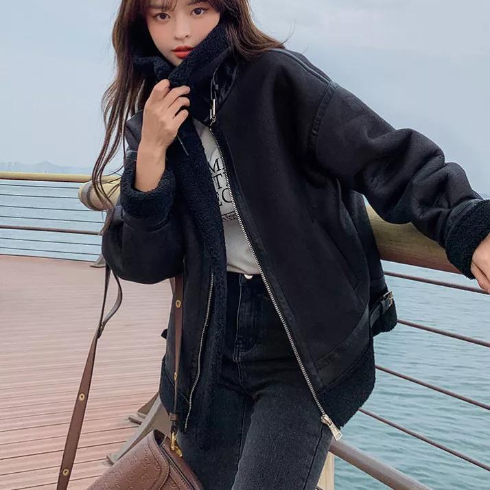 

2023 осеннее и зимнее пальто из овечьей шерсти с мехом One Plus, бархатное утолщенное бархатное зернистое бархатное пальто, мотоциклетная одежда XXL