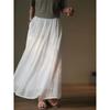 Lightweight Retro Linen Flowy Long Skirt with Elastic Waist